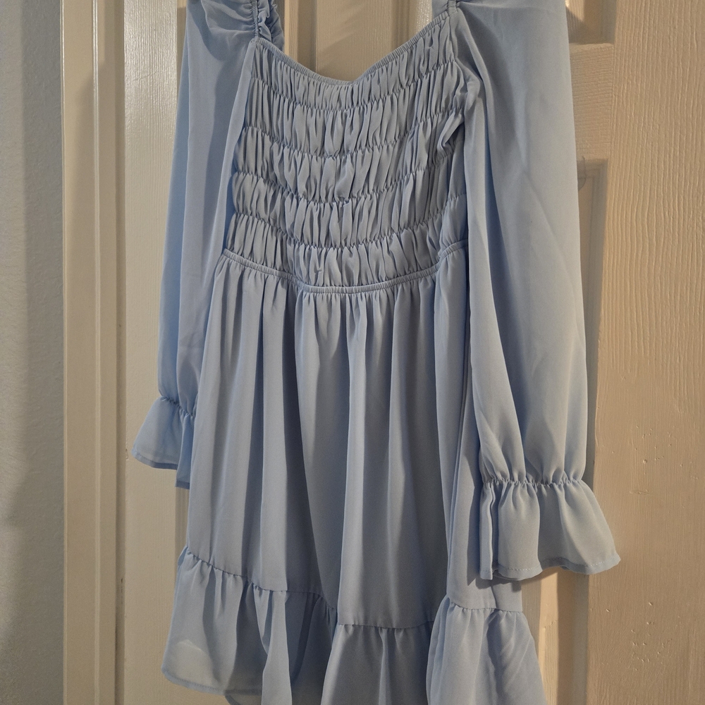 Elegant Light Blue Off-Shoulder Dress